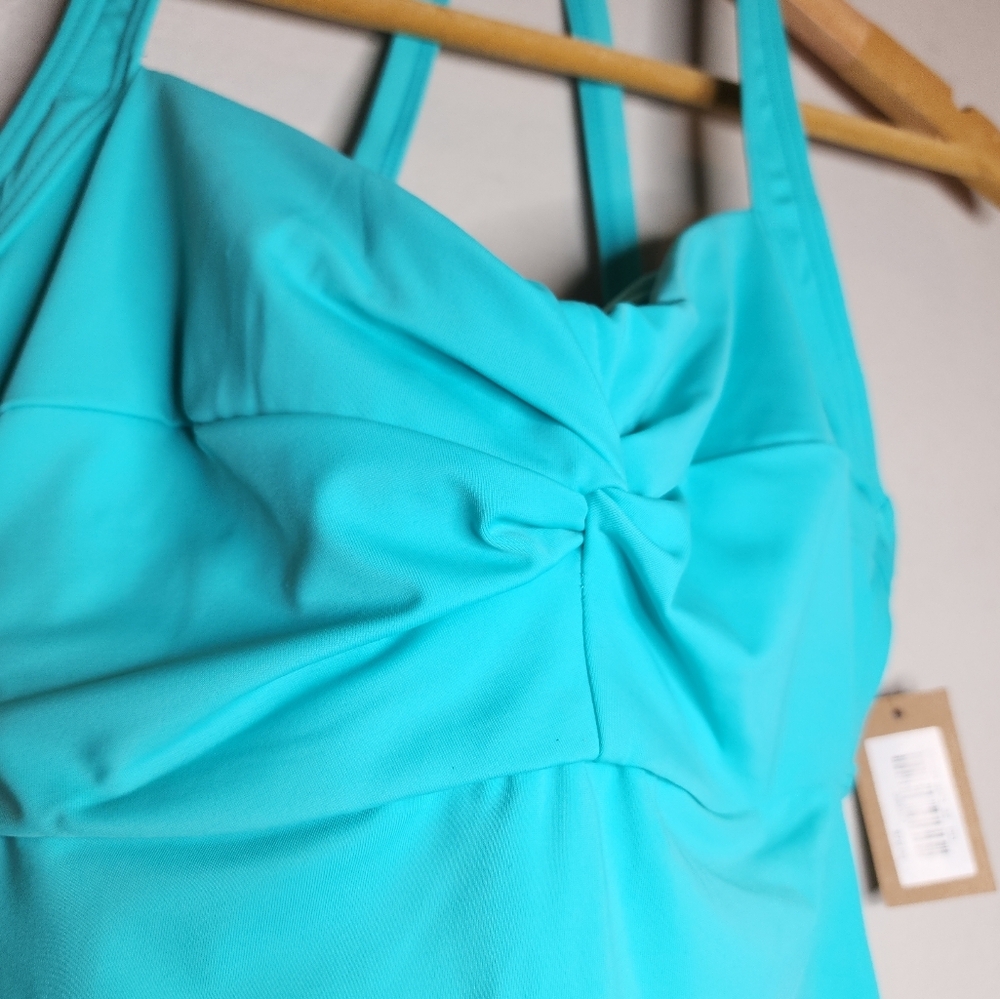 NWT Title Nine Blue Green Tankini Top Underwire Size 32DD - Picture 4 of 15